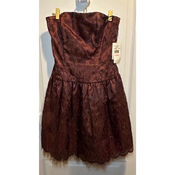 Jessica McClintock Brown Strapless Dress In Size 10 NWT - Picture 1 of 9